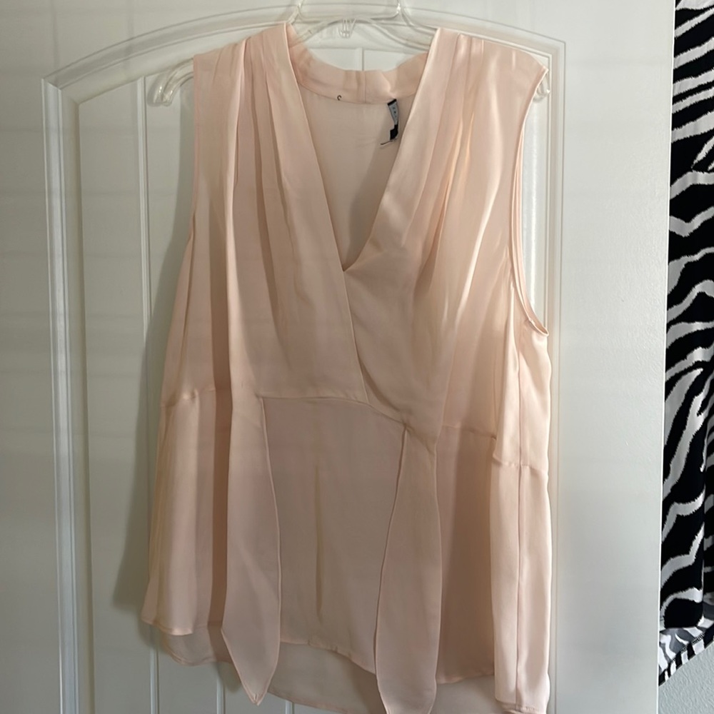 Antonio Melani Sheer blush cream color wrap blouse
